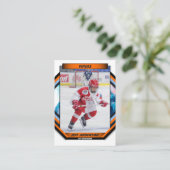 Ice Hockey Trading Kaart in Cool Sinaasappel Wit Visitekaartje (Staand voorkant)