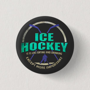 Ice Hockey, zoals eten en Drink grappige sport Ronde Button 3,2 Cm
