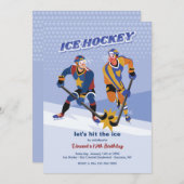 Ice Hokey Invitation Kaart (Voorkant / Achterkant)