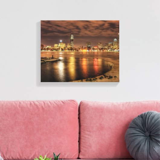 Ice is gedeeltelijk gesmolten op de Charles River  Canvas Afdruk (Insitu (Woonkamer))