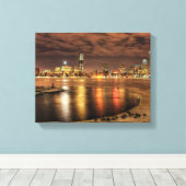 Ice is gedeeltelijk gesmolten op de Charles River  Canvas Afdruk (Insitu (Houten vloer))