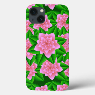 Ice Pink Camellias en Groene Bladeren iPhone 13 Hoesje