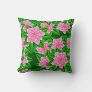 Ice Pink Camellias en Groene Bladeren Kussen