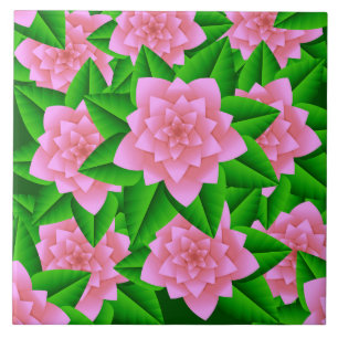 Ice Pink Camellias en Groene Bladeren Tegeltje