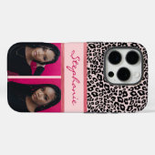 Ice Pink Leopard Print Photo Collage Case-Mate iPhone Case (Achterkant (horizontaal))