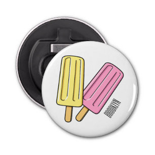 Ice pop cartoon illustratie button flesopener