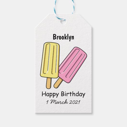 Ice pop cartoon illustratie cadeaulabel (Voorkant)