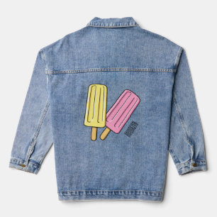 Ice pop cartoon illustratie denim jacket