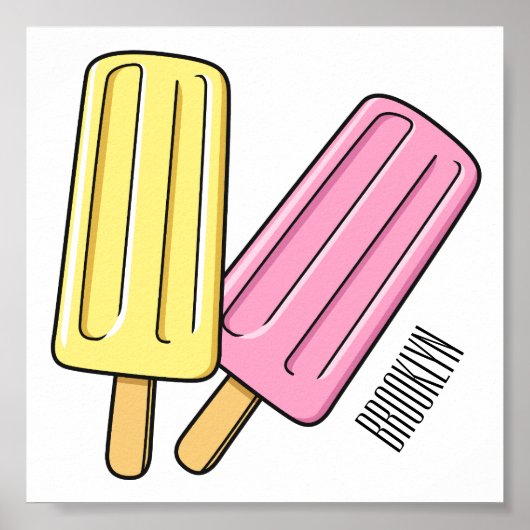 Ice pop cartoon illustratie poster (Voorkant)