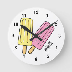 Ice pop cartoon illustratie ronde klok