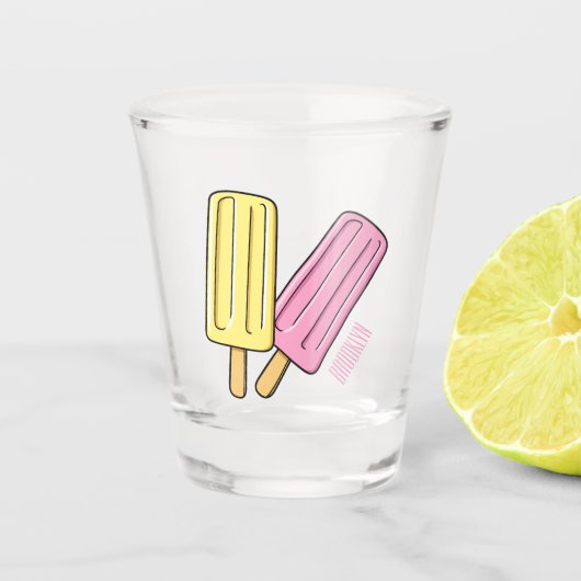 Ice pop cartoon illustratie shot glas (Voorkant)