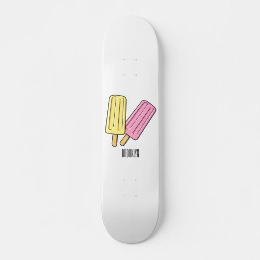 Ice pop cartoon illustratie skateboard (Voorkant)