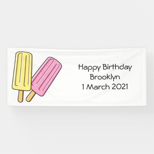 Ice pop cartoon illustratie spandoek (Horizontaal)
