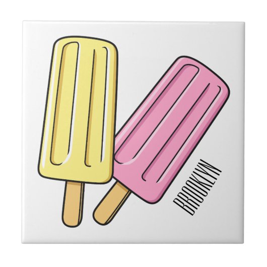 Ice pop cartoon illustratie tegeltje (Voorkant)