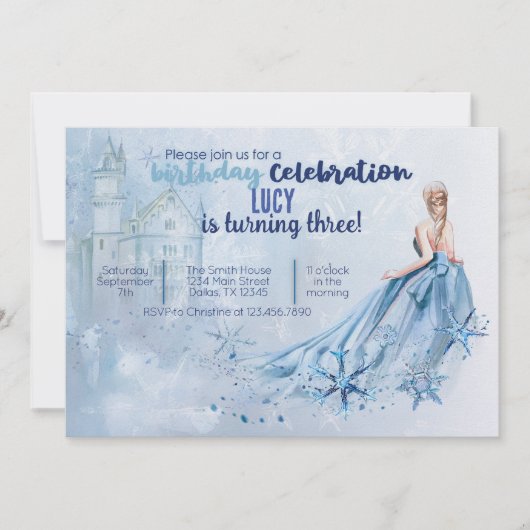 Ice Princess Invitation de fête d'anniversaire (Devant)