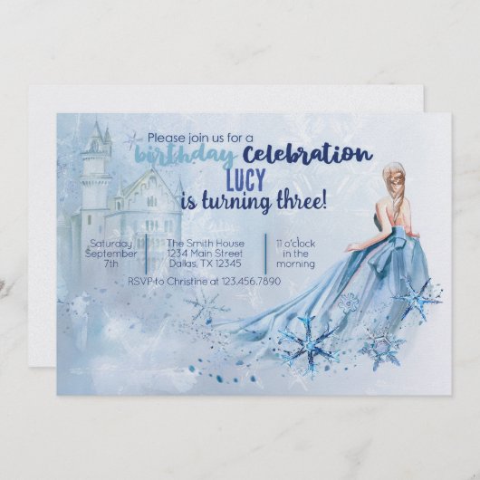 Ice Princess Invitation de fête d'anniversaire (Devant / Derrière)