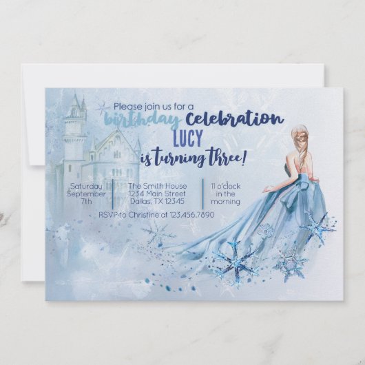 Ice Princess verjaardagsfeestje uitnodigen Kaart (Voorkant)