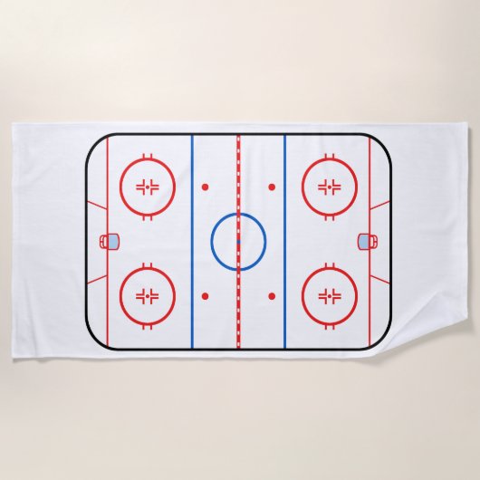 Ice Rink Diagram Hockey Game Design op een Strandlaken (Voorkant)