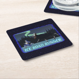 Ice Road Runner Vierkante Kartonnen Onderzetter