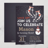 Ice Schaats Birthday Invitation (rood) Kaart (Voorkant / Achterkant)