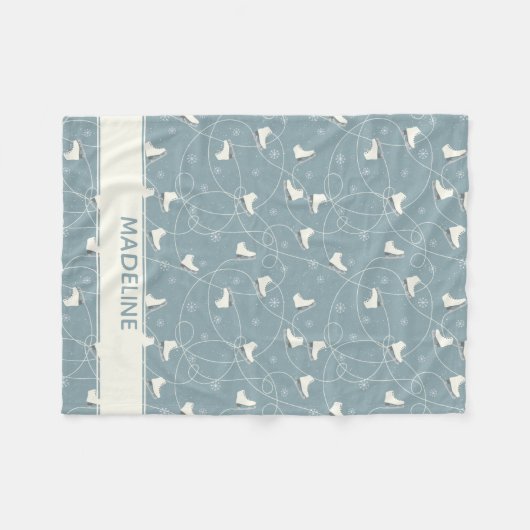 Ice Schaats en Snowflake Pattern Fleece Deken (Voorkant (Horizontaal))