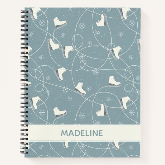 Ice Schaats en Snowflake Pattern Notitieboek (Voorkant)
