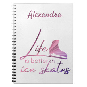 Ice schaats notebook leven beter schaats roze ontp notitieboek