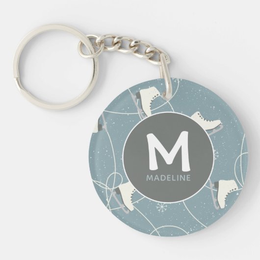 Ice Schaats Pattern Gepersonaliseerd Sleutelhanger (Voorkant)