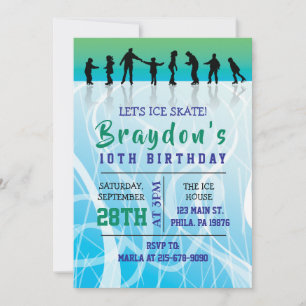 Ice Schaats SCHAATSEN verjaardagsfeestje Uitnodigi Kaart