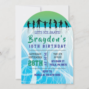 Ice Schaats SCHAATSEN verjaardagsfeestje Uitnodigi Kaart