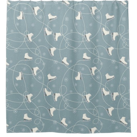 Ice Schaats Snowflake Pattern Showgordijn Douchegordijn (Voorkant)