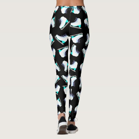 Ice Schaatsen Blue Pattern Figuur Skating Black Leggings (Achterkant)