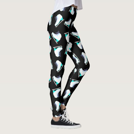 Ice Schaatsen Blue Pattern Figuur Skating Black Leggings (Rechts)