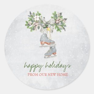 Ice schaatsen, Branch Snow Holiday Ronde Sticker