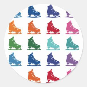 Ice Schaatsen Colorful Fun Array Ronde Sticker