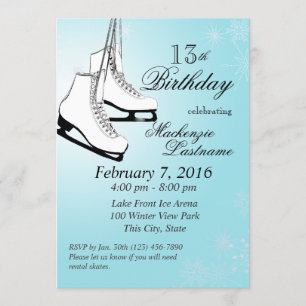 Ice-Schaatsen en Snowflakes, geboortedag Kaart