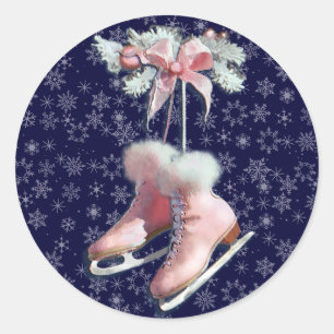 ICE-SCHAATSEN in PINK door SHARON SHARPE Ronde Sticker