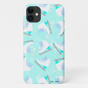 Ice Schaatsen Pattern Blue Cute Figuur Skater's iPhone 11 Hoesje