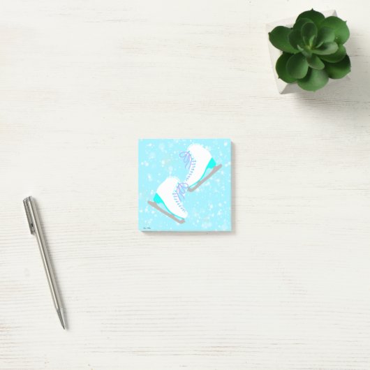 Ice Schaatsen Pattern Cute Blue Figuur Skating Post-it® Notes (Kantoor)