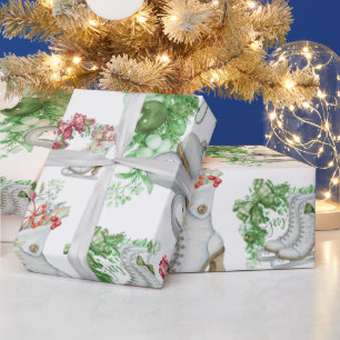 Ice Schaatsen rood & groen Cadeaupapier