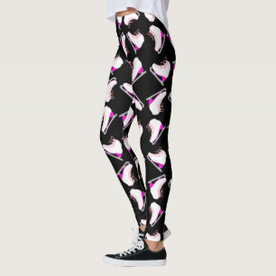 Ice Schaatsen Roze Patroon Afbeelding Schuintrekke Leggings