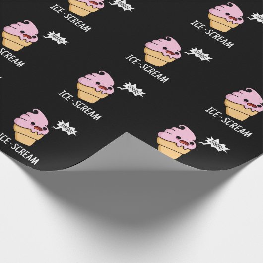 Ice-Scream Funny Ice Cream Cone Pun Dark BG Cadeaupapier (Hoek)