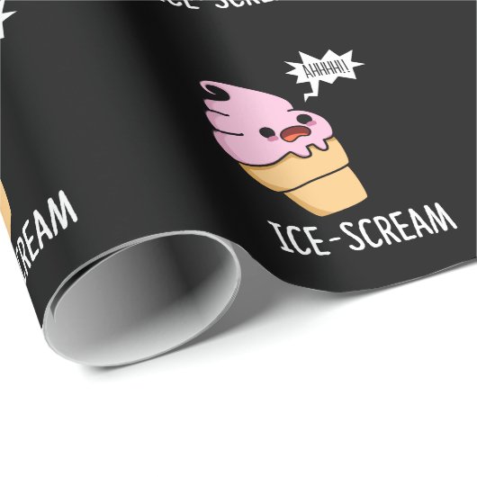 Ice-Scream Funny Ice Cream Cone Pun Dark BG Cadeaupapier (Rol Hoek)