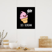 Ice-Scream Funny Ice Cream Cone Pun Dark BG Poster (Keuken)