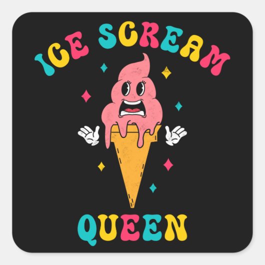  Ice Scream Queen Vierkante Sticker (Voorkant)