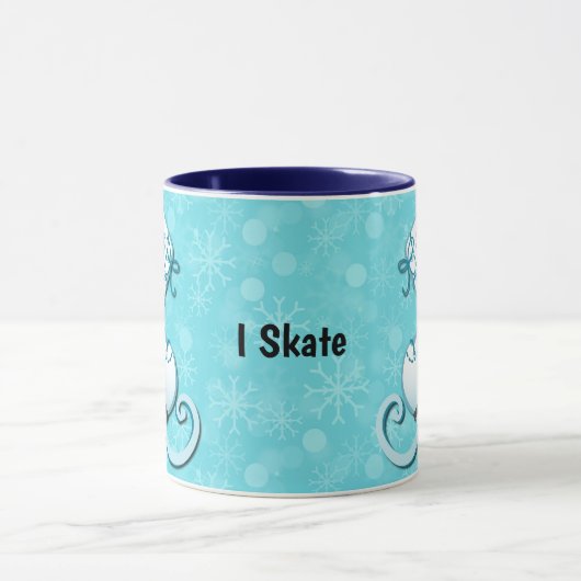 Ice Skate I Skate Personalized Mug Cup in Blue (Centre)