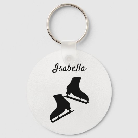 Ice skate sleutelhanger afbeelding schaats zwart w (Voorkant)