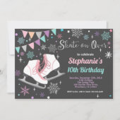 Ice skate verjaardagsfeestje pastelbord kaart (Voorkant)