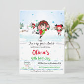 Ice skate verjaardagsuitnodiging Winteruitnodiging Kaart (Staand voorkant)