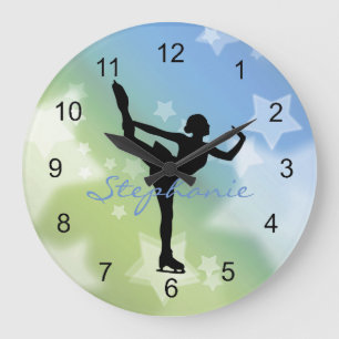 Ice Skater Design Wall-vergrendeling Grote Klok